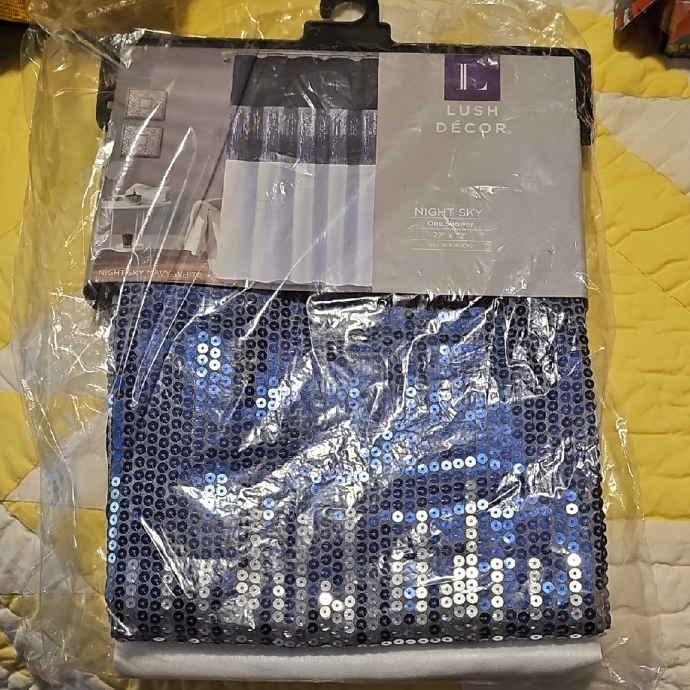 Lush Decor Night Sky Shower Curtain - Blue and White